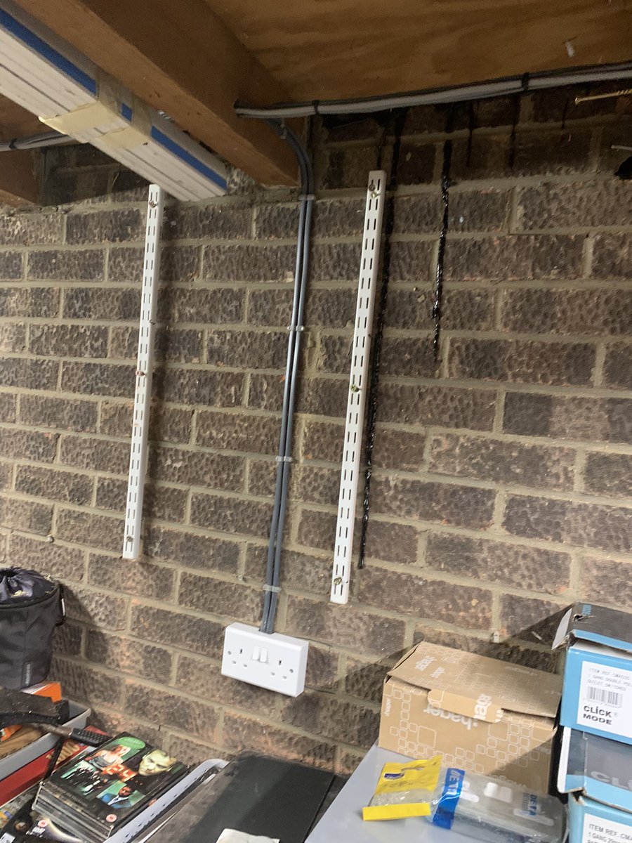 intercounty_ltd's tweet photo. Another job completed today - new garage consumer unit along with X2 new double sockets and x2 IP rated led batten 2 way switching either end of garage and also x2 outside sockets added. 

Asked while were there if we could install a loft light and switch.

#Electrician https://t.co/MNUoiBCvyZ
