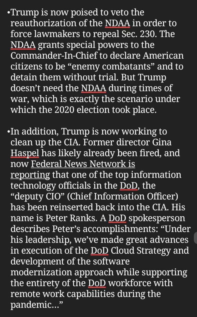 MASS ARRESTS & TRIBUNALS?What we should all expect to see in the very near future (weeks at most) is historic assertions of military authority, followed by an acceleration of arrests of traitors, public confessions and a wave of resignations of Democrat leaders from Congress.