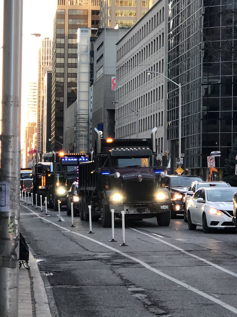 Trucks are joining the protest.