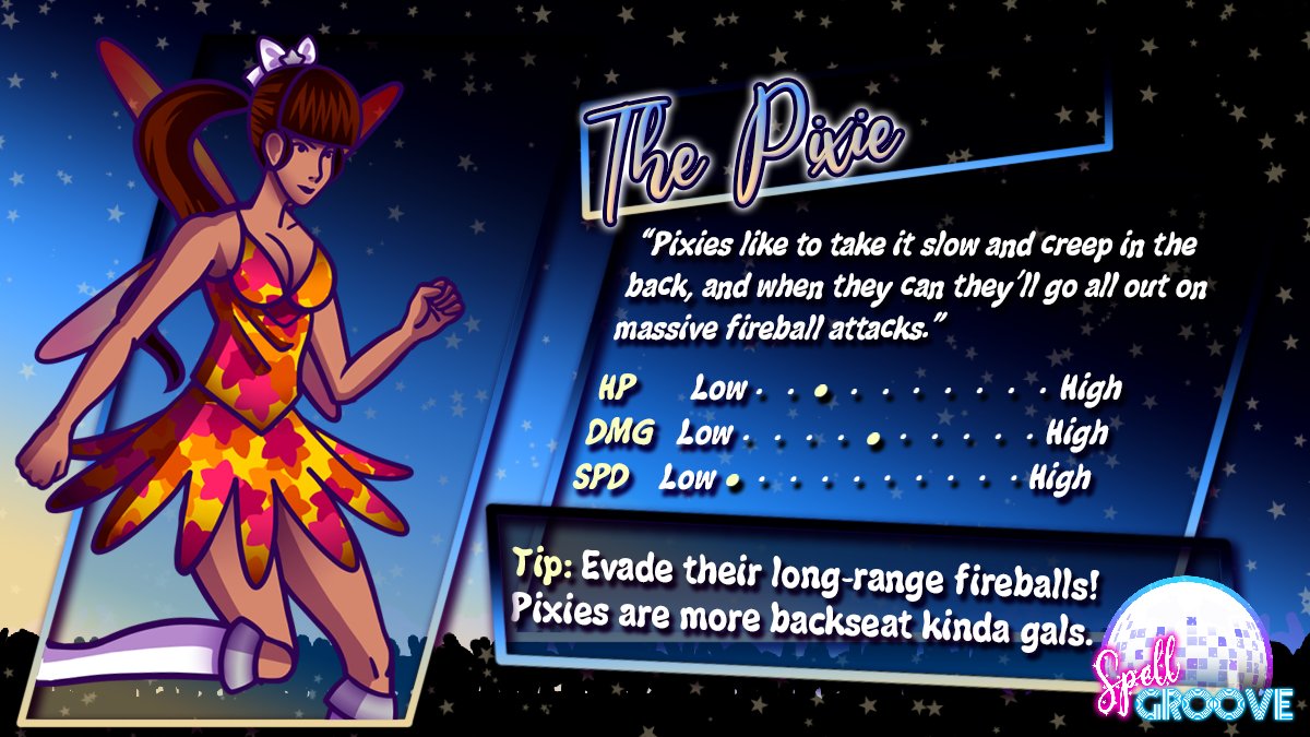 SpellgrooveGame's tweet photo. Look who's shown up to the Arena!... And It's a Pixie? Wow, I never thought I'd actually see some mythical girls around here.  #indiedev #gamedev #spellgroove https://t.co/BUOJJuZ4Yc