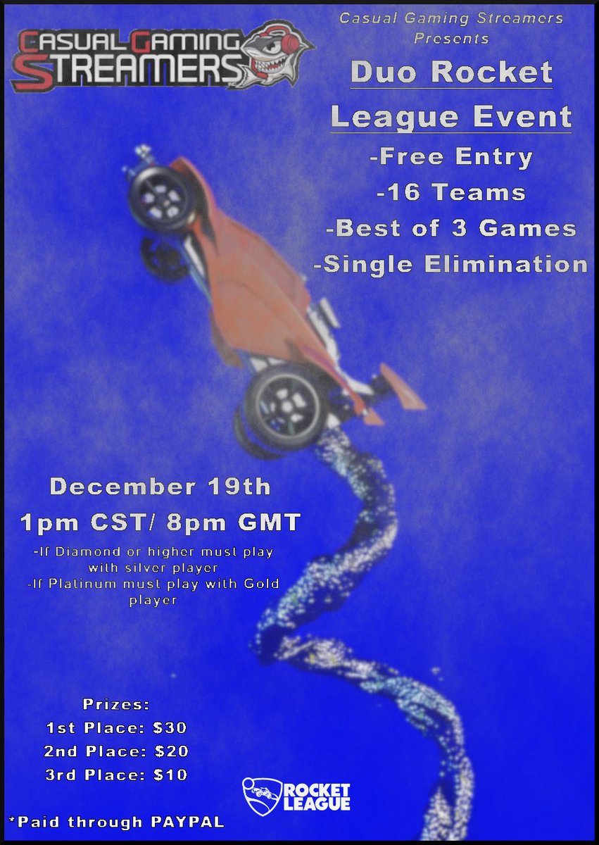 d3llav8r's tweet photo. @CG_Streamers has partnered with @USUKFIREDEVIL to bring you a Duo Rocket League Event! Please use the form below to sign up! Looking forward to a full 16 teams
https://t.co/kxYAJUsOij

#RocketLeague #tournament #StreamersConnected #gaming #xbox #PlayStation @SSS_Retweets #stream https://t.co/Kh12RS3bdc