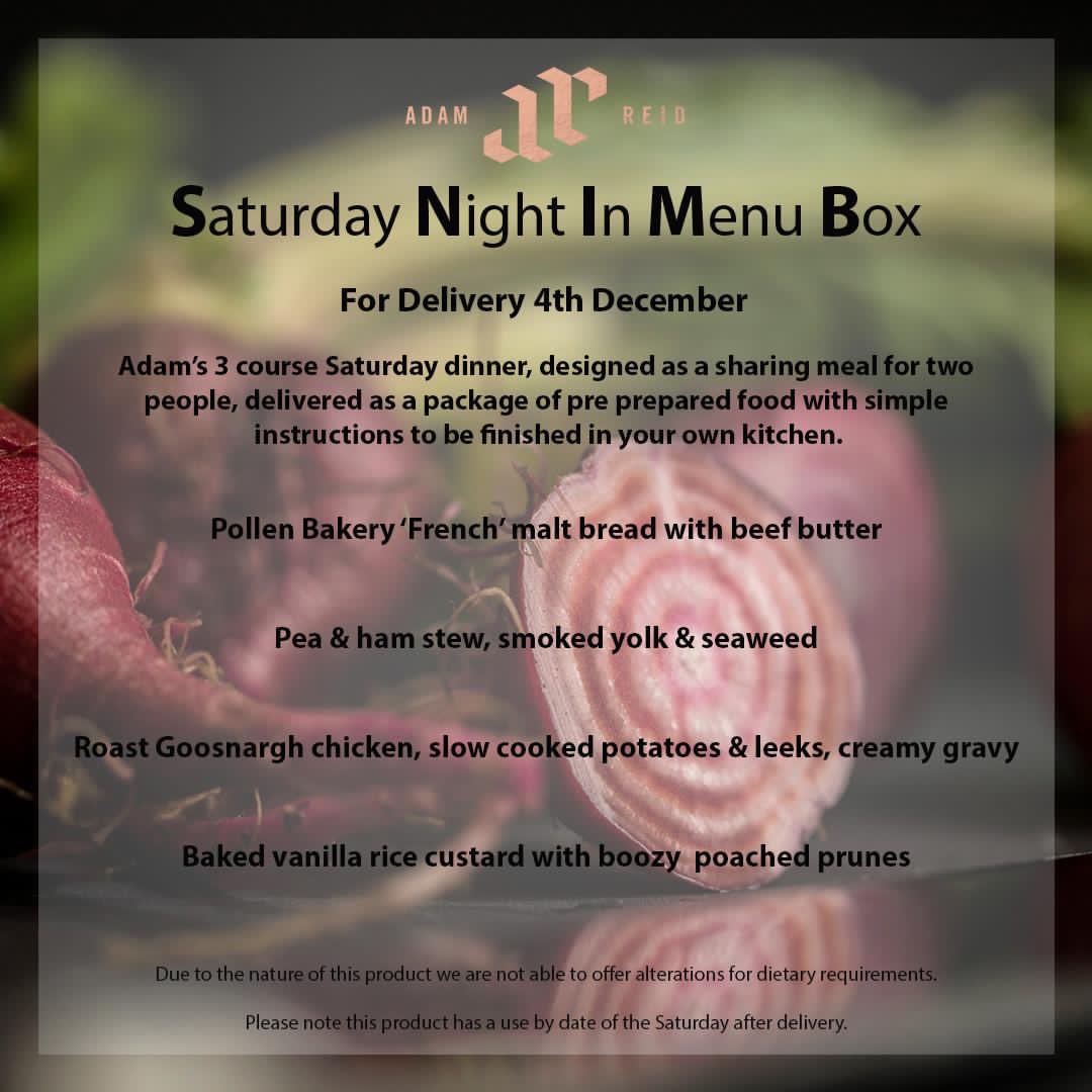 chrisdjtaylor's tweet photo. Thank you Adam Reid ⁦@adschef⁩ for a great Saturday Night In Menu Box - forgive the amateur plate presentation!! #covid #tier3lockdown #lockdownbirthday with ⁦@DrJTJohnson⁩ https://t.co/bwQy1VnLYx