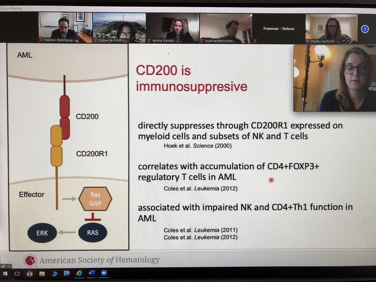 doctorpemm's tweet photo. #ASH20 Major shout out to Dr Shelley Herbrich, PhD @smherbrich Outstanding talk in our AML oral presentation session on novel area #CD200 👉congratulations and #ASHKudos !!!! @ASH_hematology #ImmunoOnc #leusm #CD200AML @MDAndersonNews @LeukemiaMDA #endcancer @doctorpemm https://t.co/C9sD1CtEF4