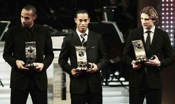 Thierry Henry finished Top 10 in Ballon d’Or award from 2000-2006.

2000 - 4th
2001 - 9th
2002 - 6th
2003 - 2nd
2004 - 4th
2005 - 4th
2006 - 3rd