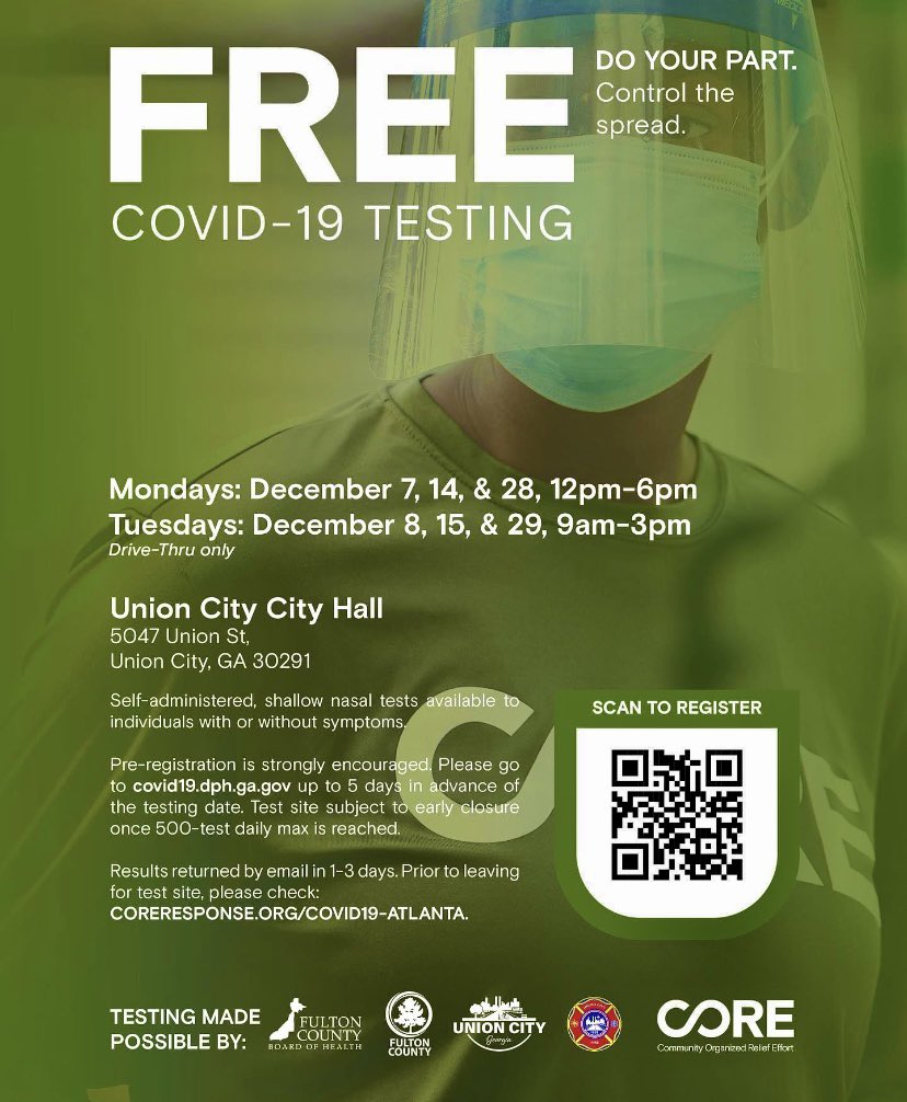 ucmayorvince's tweet photo. FREE Covid-19 testing for the remainder of December. Residents can stop by City Hall (back parking lot) on Mondays (12/7, 12/14, & 12/28) from 12pm-6pm or Tuesdays (12/8, 12/15, & 12/29) from 9am-3pm. #maskupuc😷#covid_19😷 #controlthespread😷 #TogetherWeWin😷 https://t.co/RJcHU8WsHW