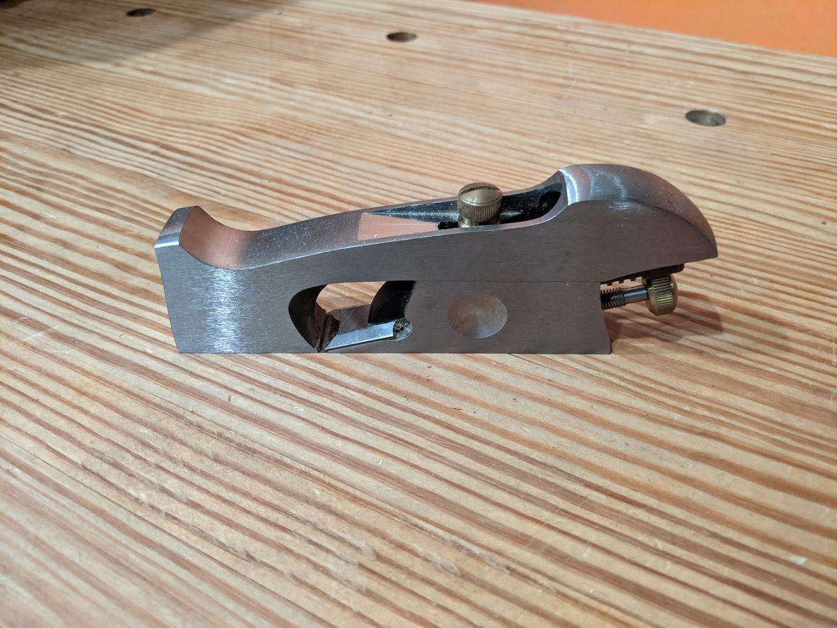 On your left you will find a plane known for wildly varying quality control, the Stanley Sweetheart Shoulder Plane. This is a good copy, I got lucky. It is a "sufficient" plane. I had planned to upgrade to a large veritas but so far this has served my needs reasonably well.
