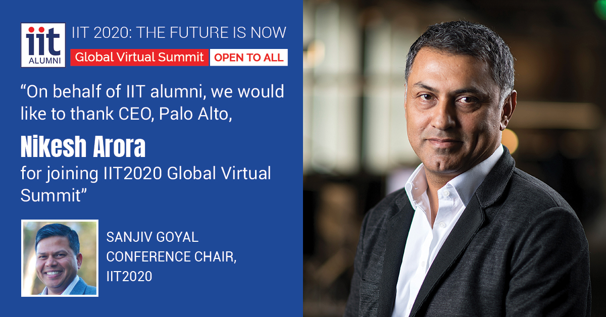 iitalumni's tweet photo. On behalf of the IIT alumni, we would like to thank @NikeshArora, CEO Palo Alto for joining IIT2020:The Future is Now, the world's largest global virtual summit! #VirtualConference #GlobalSummit #paniit #paniitusa #IIT2020 #IIT https://t.co/bFl0NGLrXo