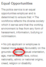 You also list 'gender' here, but yet again, 'gender' is not a protected characteristic under the Equality Act 2010 and is not defined in the Act.11/18