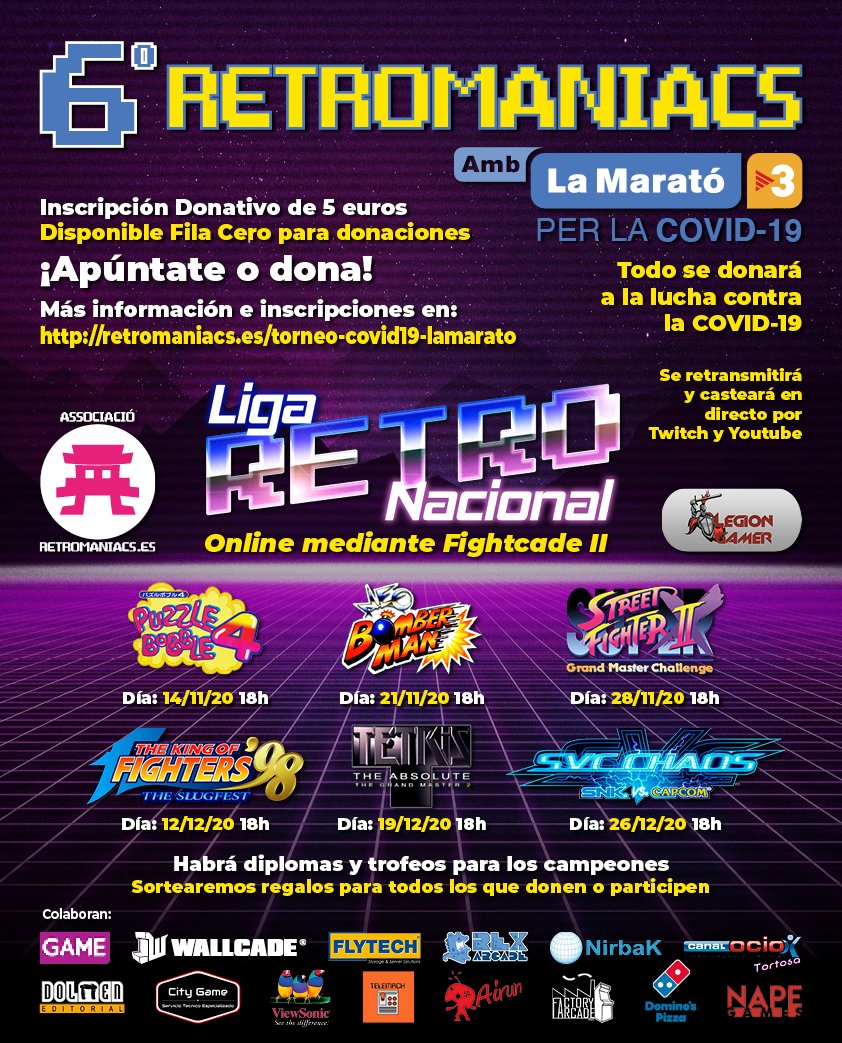 Retromaniacs_es's tweet photo. ¡LLAMAMIENTO A LA COMUNIDAD #GAMER!

Gran #SORTEO Benéfico por @la_marato @tv3cat contra la #COVID19

¡Por cada DONATIVO de 5€ un número! 

Lista de 16 PREMIOS

1. Monitor @ViewSonicES 27" 144HZ
2. Silla GAMING @VideojuegosGAME RGB
3. Disco SSD + Mochila @FlytechSA 

(Sigue->) https://t.co/k5bNbSinNC
