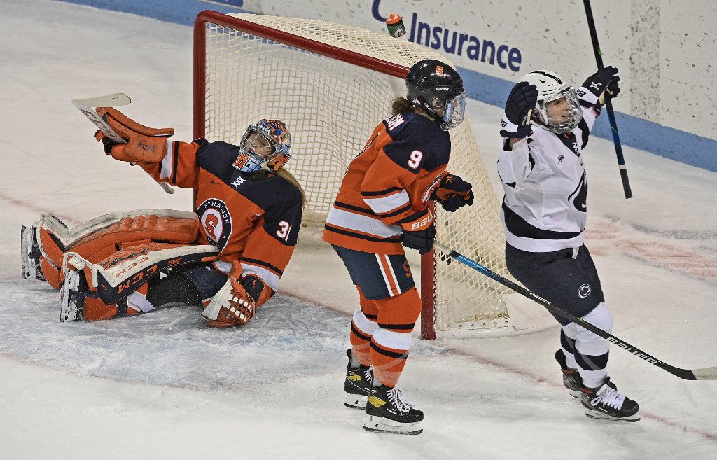 KyleCannillo's tweet photo. Haven’t jumped on the Penn State women’s hockey wagon yet? You’re a fool. Tried to tell you. 

Penn State Women’s hockey was 2-22-6 against Syracuse coming into today. 

They didn’t just beat them today, they TOOK IT TO THEM. 

Hey @USCHO, #RankPennState https://t.co/s5i2tN7zjD