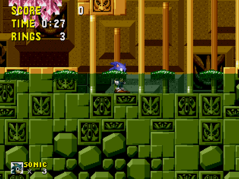 In the Genesis/Megadrive Sonic games, water is done in a very interesting way. There is an alternate set of palettes for underwater. This means that you can make all the colors look anyway you want underwater!In the REV01 version, the water also distorts the background!