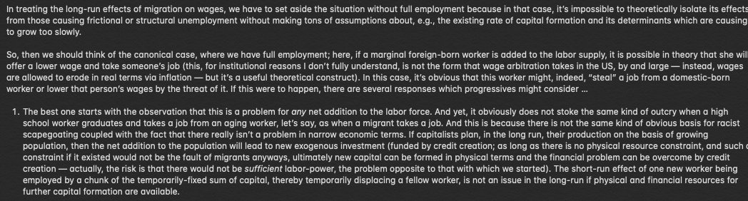 the long-run (see below), but migrants are often in a position that allows them less resistance to jobs at the bottom of a segmented labor market. But such workers may be cheaper sources of labor-power in the short-run and, more importantly, might be the main labor supply for