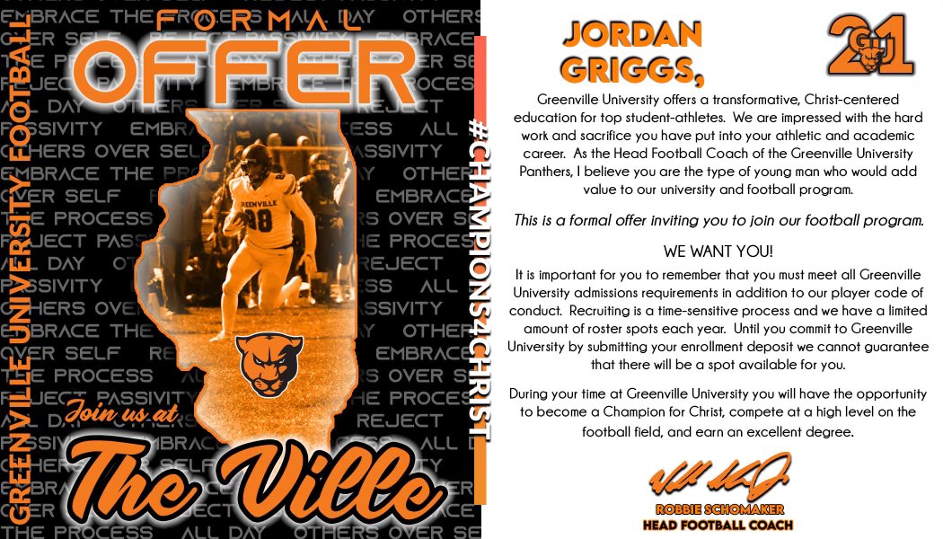 Blessed to receive another offer to Greenville University! @Coachschomaker @CoachTreyStille   @EMAPFootball #CHAMPIONS4CHRIST