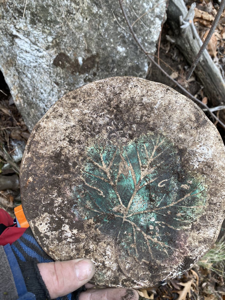 {thread} Probably from the old Sears catalogue or something. We always do research after digging but haven’t had time yet with much of this stuff. Anyway a cool old plate in one piece. The detail and gloss on the glaze is remarkably good for being buried for xxx years.