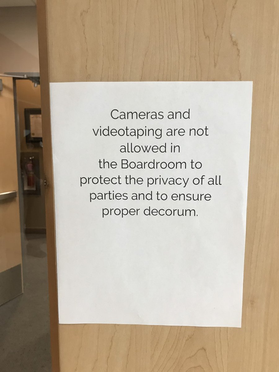 But when the we showed there was a sign on the door that said "cameras and videotaping are not allowed in the Boardroom." (4/x)