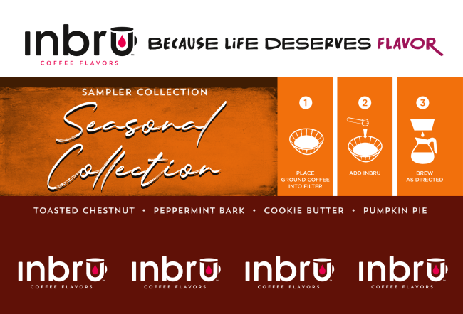 InbruCafe's tweet photo. The Inbru Seasonal Collection Sampler Pack is here! It’s the perfect holiday gift for yourself, or a coffee-lover in your life. Includes 4-15g seasonal flavors and a scoop. Only available at https://t.co/zfq0GuVahE #holiday #holidaygifts #stockingstuffer #coffee #flavors https://t.co/TFPWd8rcsH
