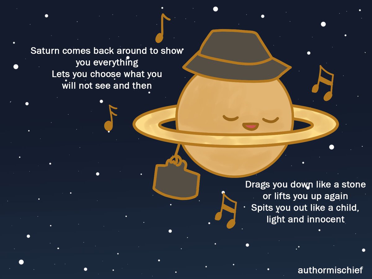 This is a song, my favorite actually, because it is about Saturn Return, called The Grudge by TOOL.Also tidbit: I noticed I started to have things to write about Saturn whenever it is Saturn hour.