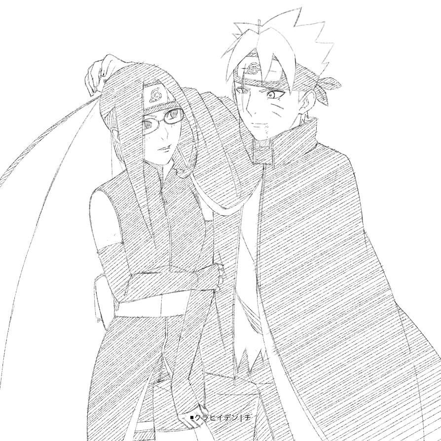 Drawing Boruto e Sarada 