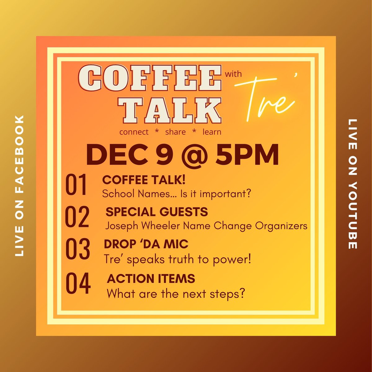 Tre 4 Cobb Schools (@tre4cobbschools) on Twitter photo On Wed Dec 9 at 5pm we will have a special edition of CTwT with <a href="/wheelerchange/">Wheeler Name Change</a>! Excited about the student leaders!!! On Wed Dec 9 at 5pm we will have a special edition of CTwT with <a href="/wheelerchange/">Wheeler Name Change</a>! Excited about the student leaders!!!