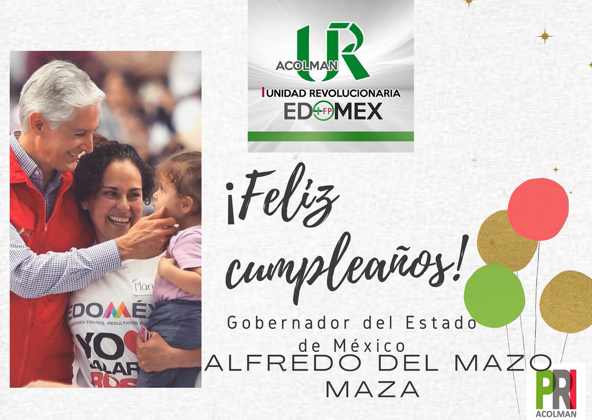 UrAcolman's tweet photo. Muchas Felicidades a nuestro amigo y Gobernador del Estado De México Alfredo del Mazo Maza.

Muchas felicidades!!

#somosurmásfp #urmásfpedoméx #priacolman #urmásfpacolman #revoluciónpresente #sumandoesfuerzos #unidossomosmásfuertes #acolman https://t.co/22bMEo9cXE