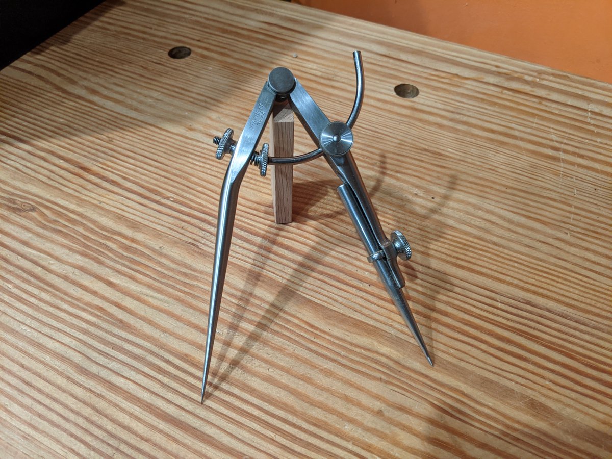 Now we get to my Starret no. 92 dividers, which is likely to be the nicest pair of dividers I will ever own now that Crucible Tool has stopped producing theirs. These are probably a bit too nice for me, as I don't seem to reach for them unless I need to use them as a compass.