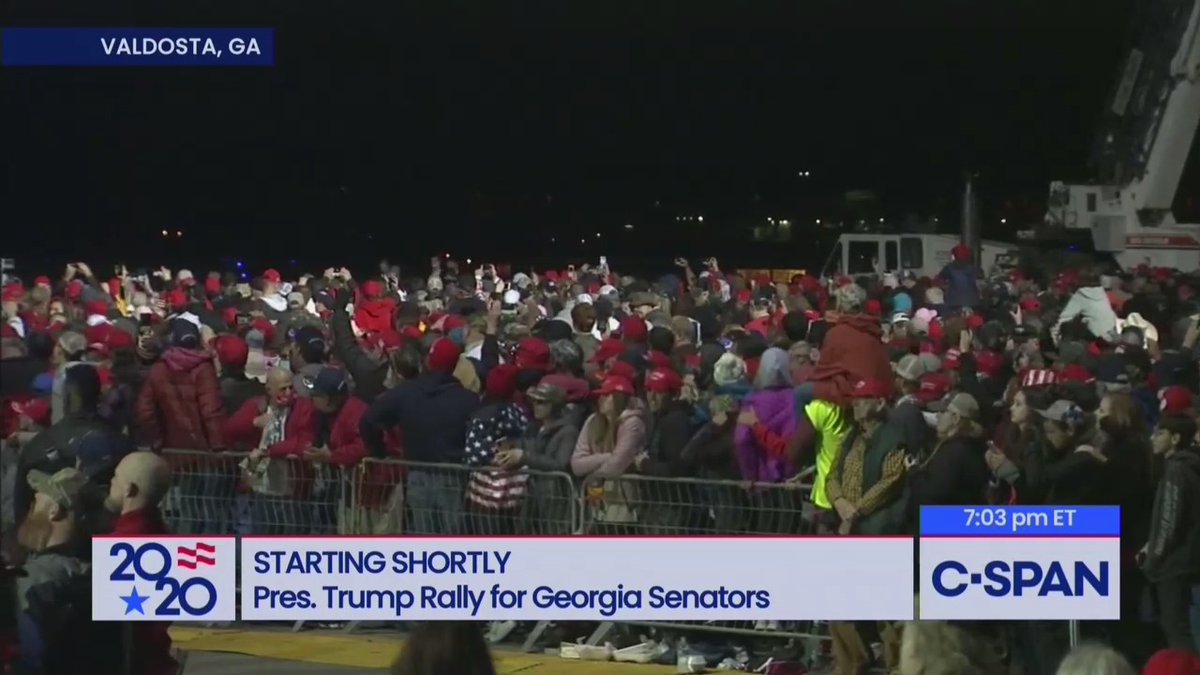 Trump is about to hold a rally (ostensibly for Loeffler and Perdue) in Valdosta, Georgia. It will be his first since losing the presidential election to Joe Biden. Follow for a video thread.