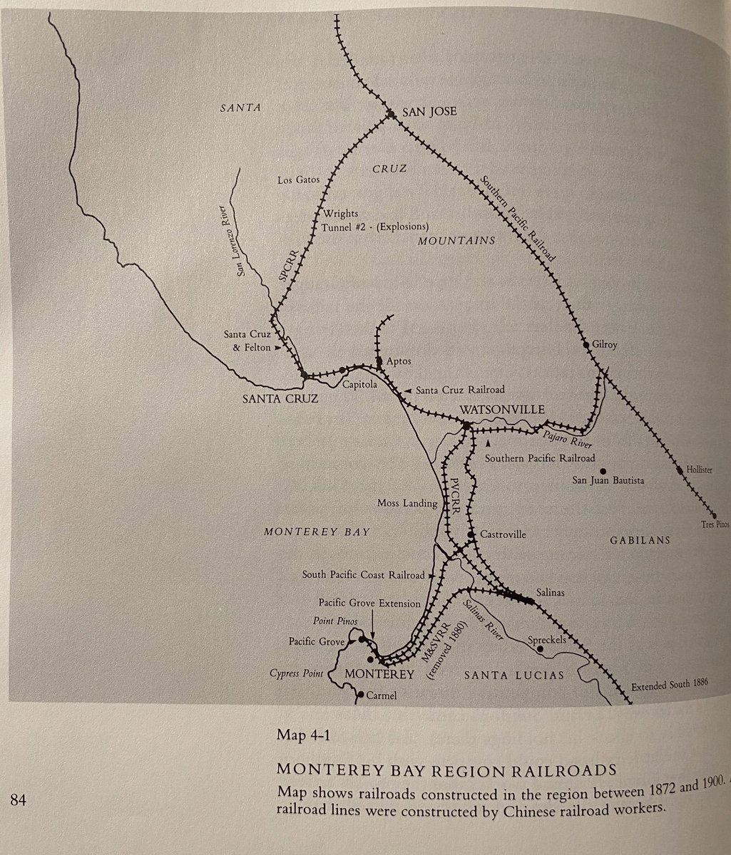 By 1880 Chinese railroad builders dug cuts, laid ballasts, drilled tunnels, built trestles, laid track, and risked death to build almost 100 miles of track, bringing Santa Cruz and Monterey counties into the industrial age.
