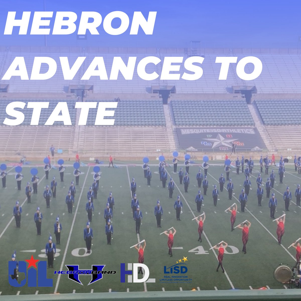 TheHebronBand's tweet photo. Next Stop 🚌 —> San Antonio ⭐️ After a great show in Mesquite, The Hebron Band advances to the UIL State Marching Contest in San Antonio on December 15th! https://t.co/6W4xVqDIKZ
