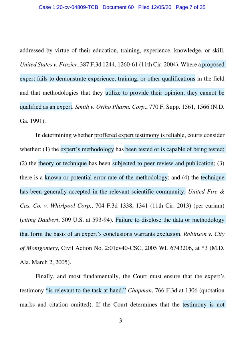 Follow along if interestedCase 1:20-cv-04809FTR the Daubert standard, is a rule pertaining to evidenceSpecifically “expert” witness testimony & admissibility-is the expert qualified-peer reviewed published-error rate of methodologynon legalese —> not everyone is an expert