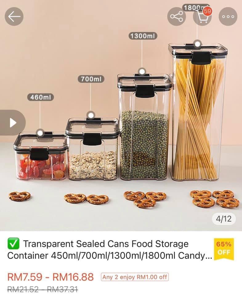 8) Transparent Container Letak semua barang dlm ni mmg nampak kemas dan terausun. Senang cari bila nak masak 