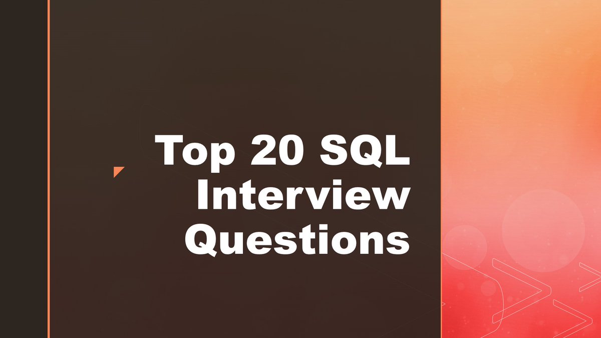 Infostudio9's tweet image. Top 20 SQL Interview questions video link -> youtu.be/SjQGzPDlAx0
#SQL #sqlInterview #sqlserver #programmer #programming #programinglovers #programminglife