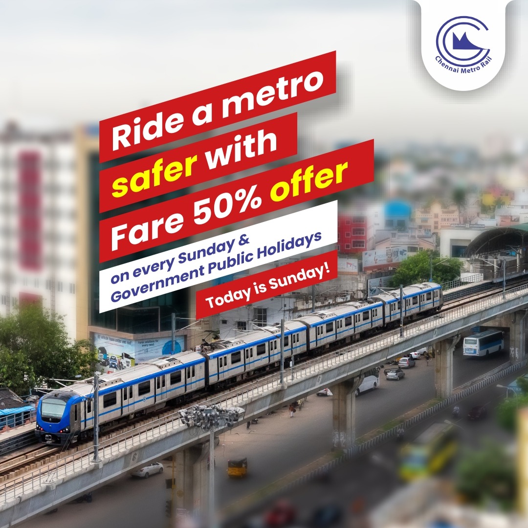 cmrlofficial's tweet photo. Ride a Metro safer with fare 50% offer!
On every Sunday and Government Public Holidays!
Today is Sunday!!
#travelwithmetro https://t.co/aCMvHXCEXe