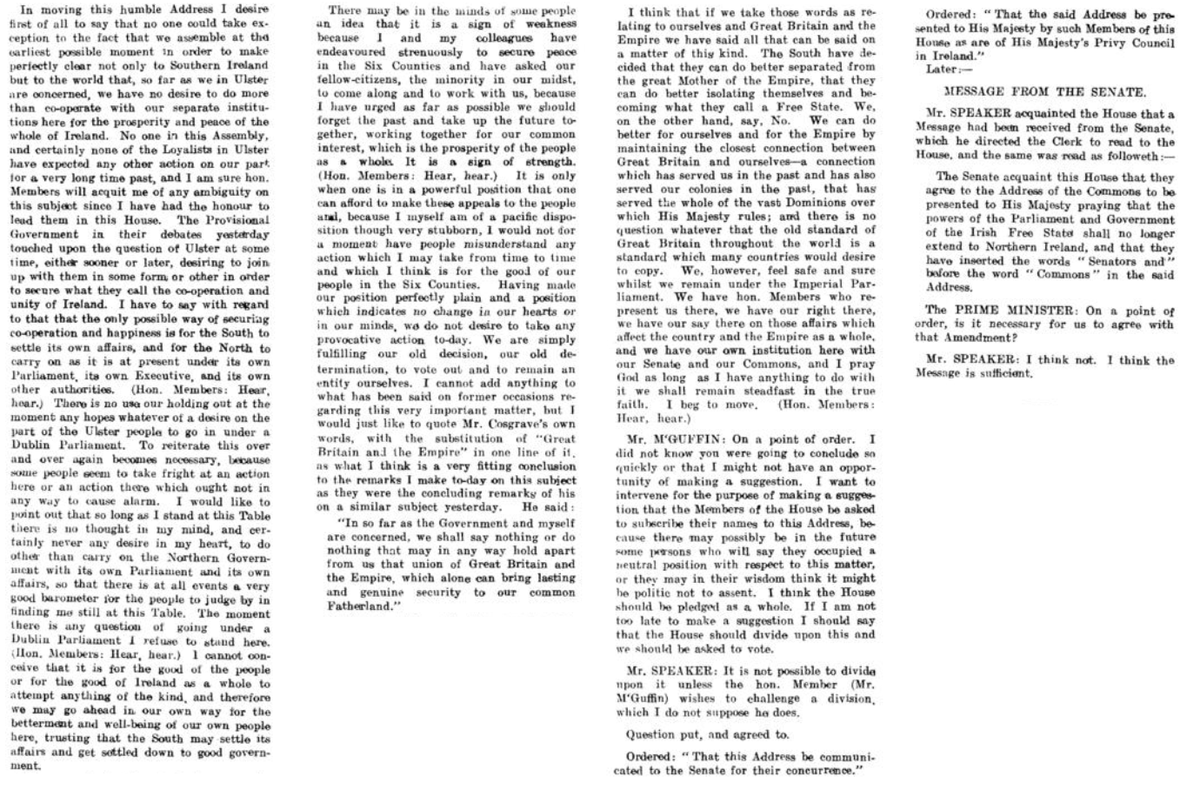 Craig's closing remarks, elaborating a little on the matter, and the subsequent "concurrence" of the Senate of Northern Ireland.I thought this was a great point raised by  @irelandbattles, and something often overlooked or forgotten.