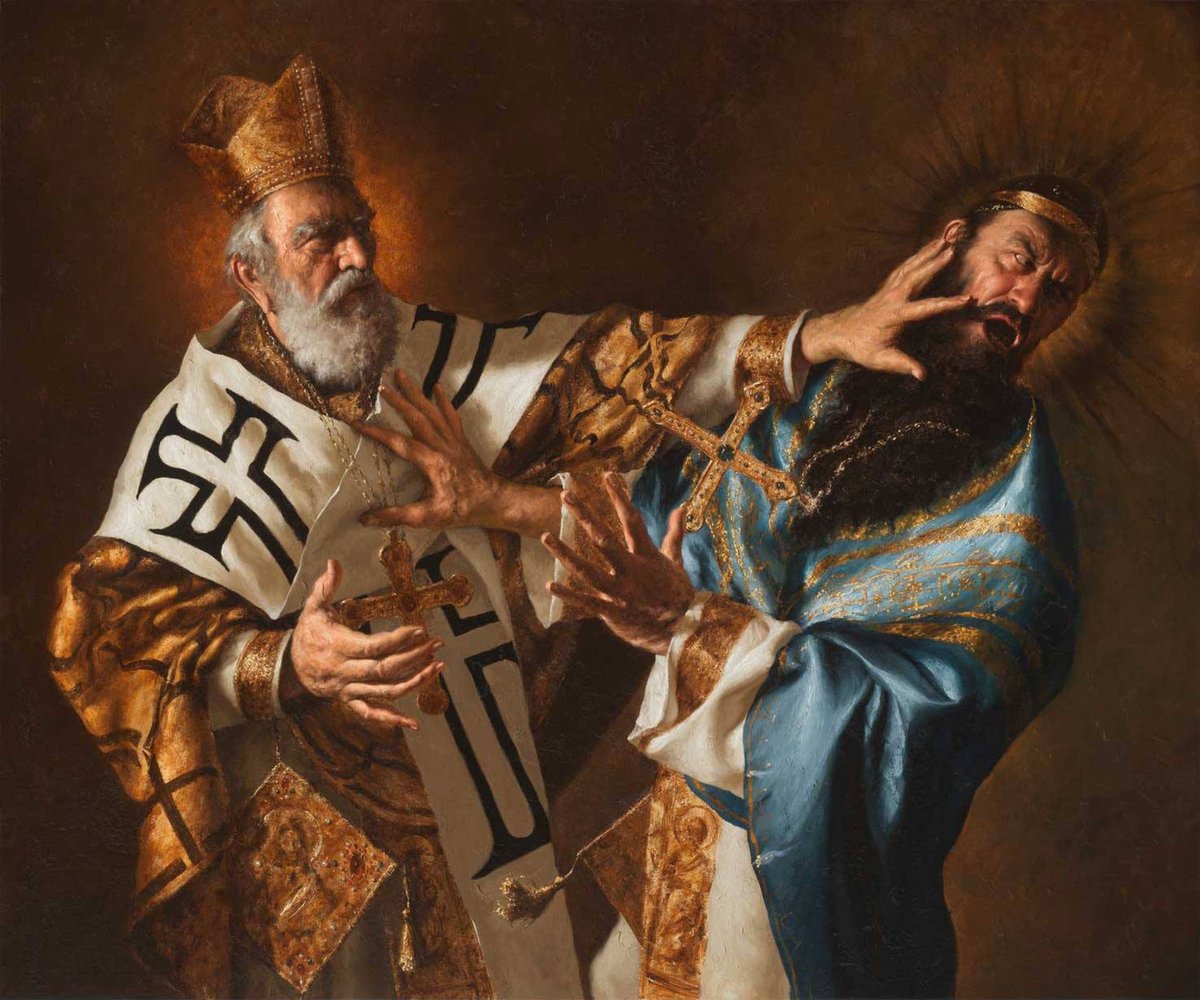 EricRSammons's tweet photo. If you are uncomfortable with the story of St. Nicholas striking Arius, then perhaps you need to recognize how much you’ve let modern culture influence your Christianity. https://t.co/cSAu4fWH95