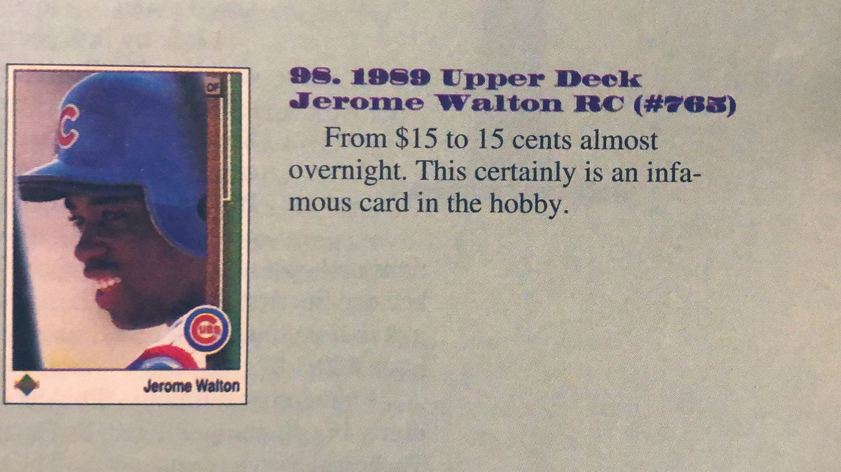 zachbyrne's tweet image. Beckett’s 100th issue July 1993.  The 100 most influential cards from 1948-1993... coming in at #98... Jerome Walton 1989 @UpperDeckSports @onemillioncubs @offbeatallstars #junkwax #1989UpperDeck