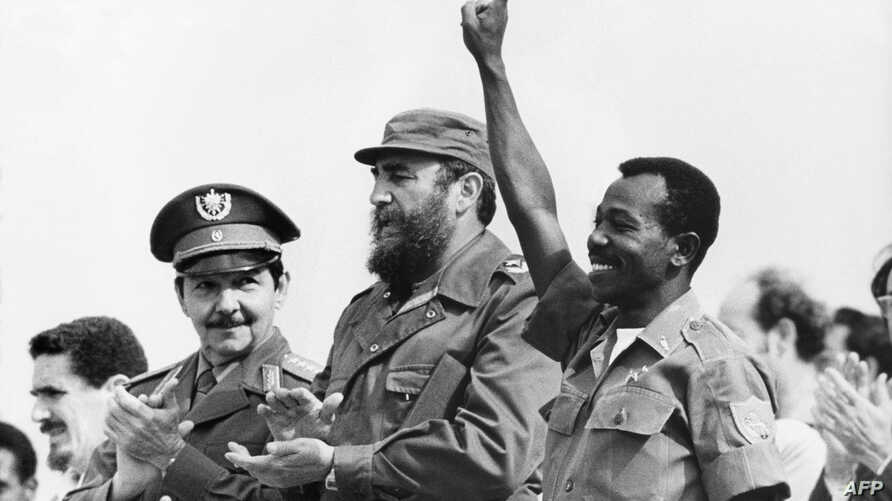 36/Between 1977 – 1991, the Russians sent 17,000+ Cubans to Ethiopia and Mengistu spent $9bn on Soviet arms shipments… ...or as Michela Wrong puts it, “$5,400 worth of weapons for every man, woman and child in the country.”[Mengistu with Fidel and Raul Castro, Havana, 1975]