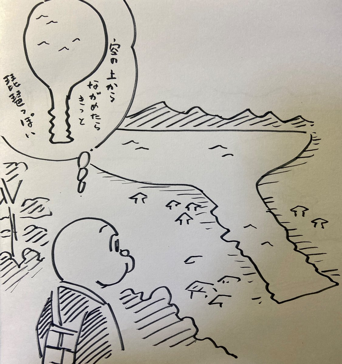 こうすればわかりやすい。
「比叡山から見た光景から浮かべる、脳内の俯瞰イメージがまさに琵琶」 