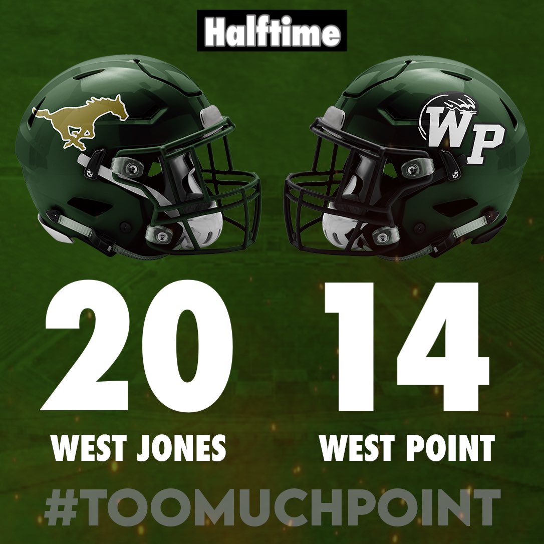 WP_Athletics's tweet photo. West Jones 20, West Point 14. Halftime #TooMuchPoint #ChasingH12TORY https://t.co/SoKgJeIRw7