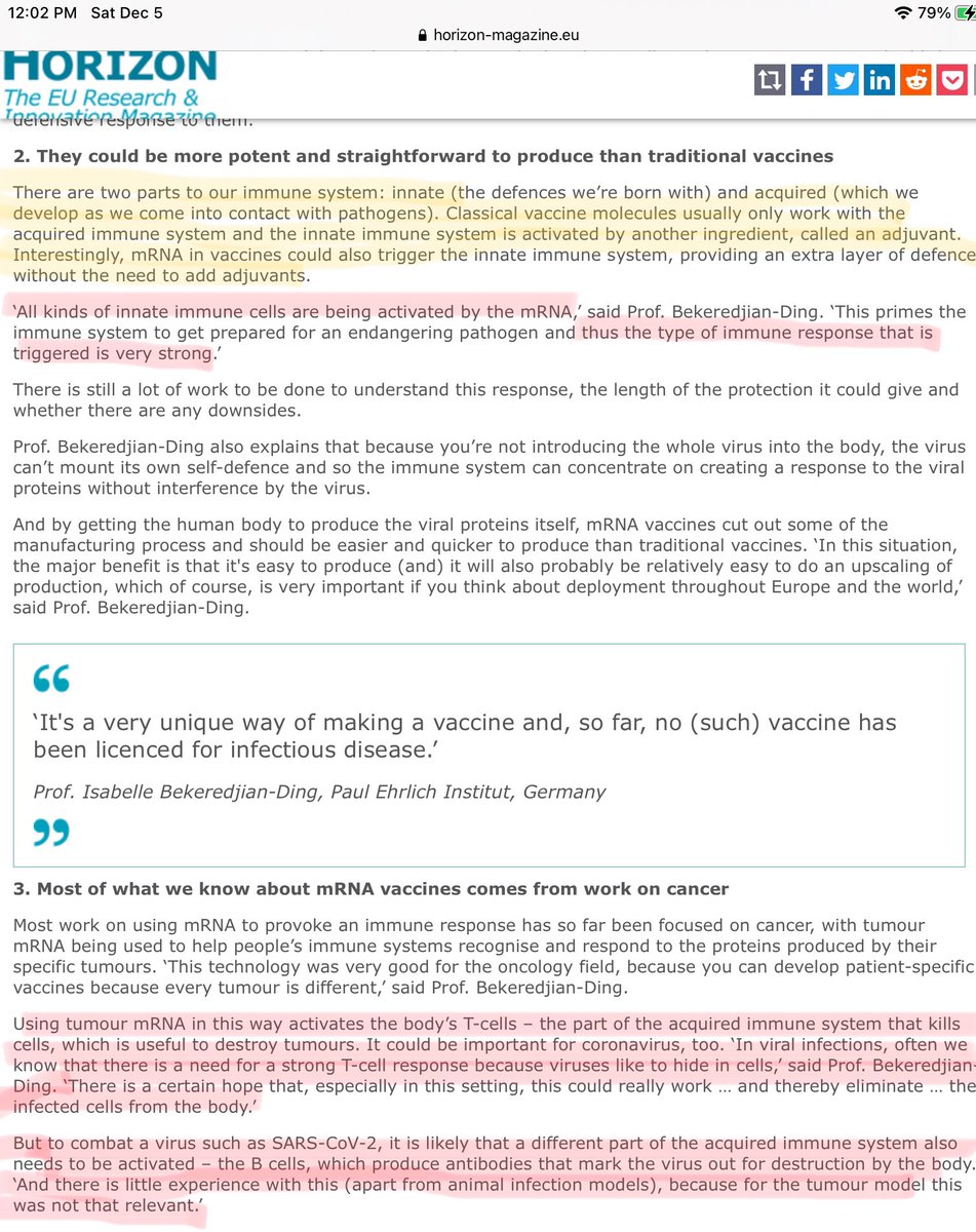 So already, they were looking at developing mRNA vaccines to go after it.Flash forward to our COVID-19 and the rush for vaccines.Link:  https://horizon-magazine.eu/article/five-things-you-need-know-about-mrna-vaccines.html