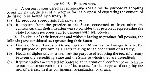 24. And it takes me back once again to the Vienna Convention on the Law of Treaties. I've long held the view that the Benn Act breached the full powers provision in Article 7. Our PM's negotiating ability was severely curtailed by the removal of no deal.