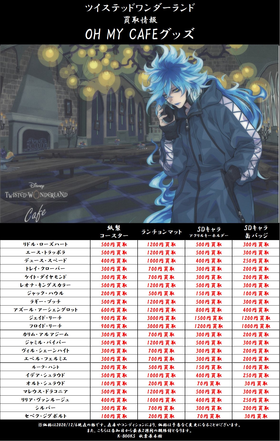 K Books秋葉原本館アニメ ゲームグッズ 買取情報 ツイステ Oh My Cafe 紙製コースター ランチョンマット Sdキャラ 缶バッジ アクリルキーホルダー 大募集中です ᆺ 交換が決まらなかったりしたら是非 x Kbooks ツイステッドワンダーランド K Books秋葉原本館アニメ ゲームグッズ 買取情報 ツイステ Oh My Cafe 紙製コースター ランチョンマット Sdキャラ 缶バッジ アクリルキーホルダー 大募集中です ᆺ 交換が決まらなかったりしたら是非 x Kbooks ツイステッドワンダーランド