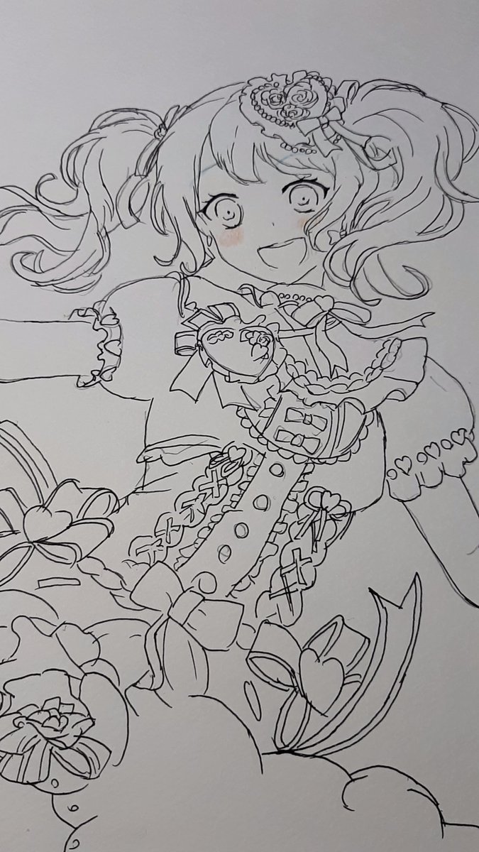 Iwa على تويتر バンドリ イラスト手描き 松原花音 下描き