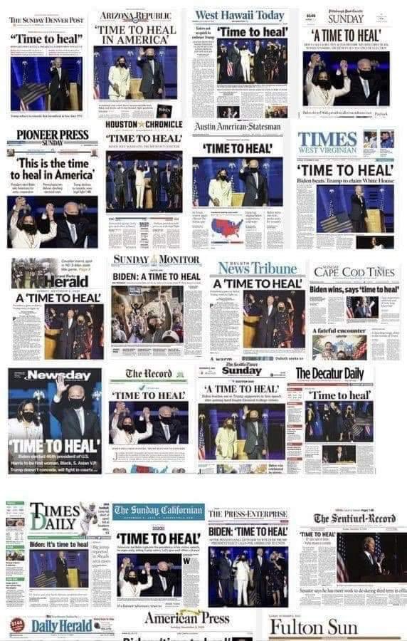 Please follow:

@Vzladream
@Warfighterman
@WhatsUp_Canada
@williamlharbuck
@wondershowers05
@WWG1WGA__2020
@YLinnerud 
@BrexitLondon 

#Trump2020 
#StopTheSteal
#HoldTheLine
#KAG 
#MAGA
#TrumpTrain
#TrumpTrains

Newspapers all have the same pro-Biden headline. Not a coincidence: