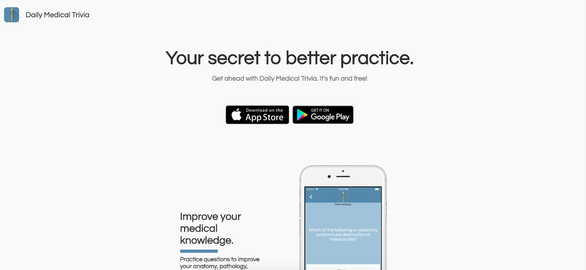 Step 5: Test the Demand for your AppI finally got the chance to test demand for Rapid AF more broadly.I started with a landing page I made for an old project, Daily Medical Trivia: