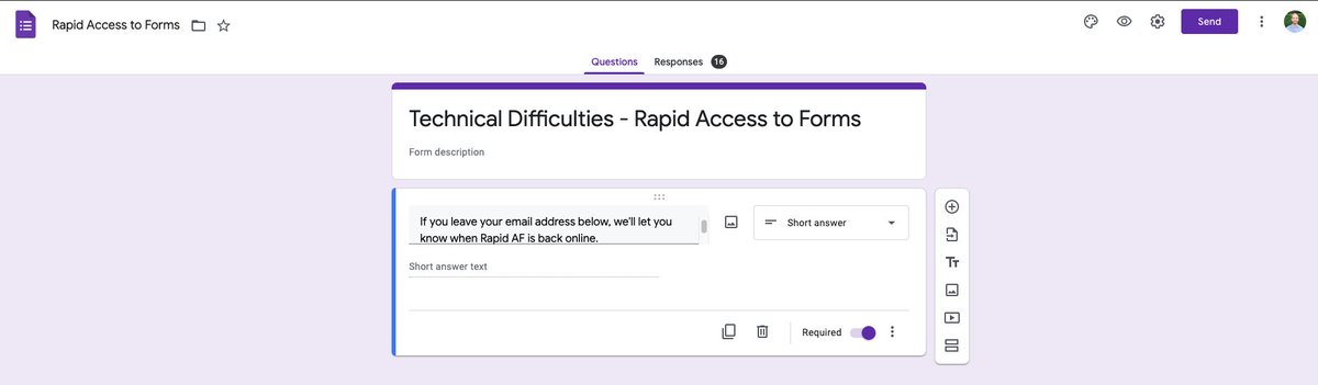 It's not perfect, but will do for now.Because this app isn't even launched yet, naturally the app store badges don't link to their respective stores yet.I modified my Google Form from above to act as an email capturing service. This will enable me to measure genuine interest.