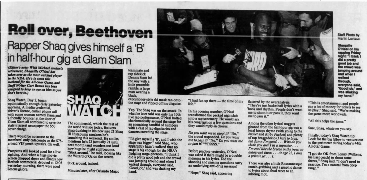 Shout out to that time Shaq performed at the Glam Slam to promote his album and rap career...........
