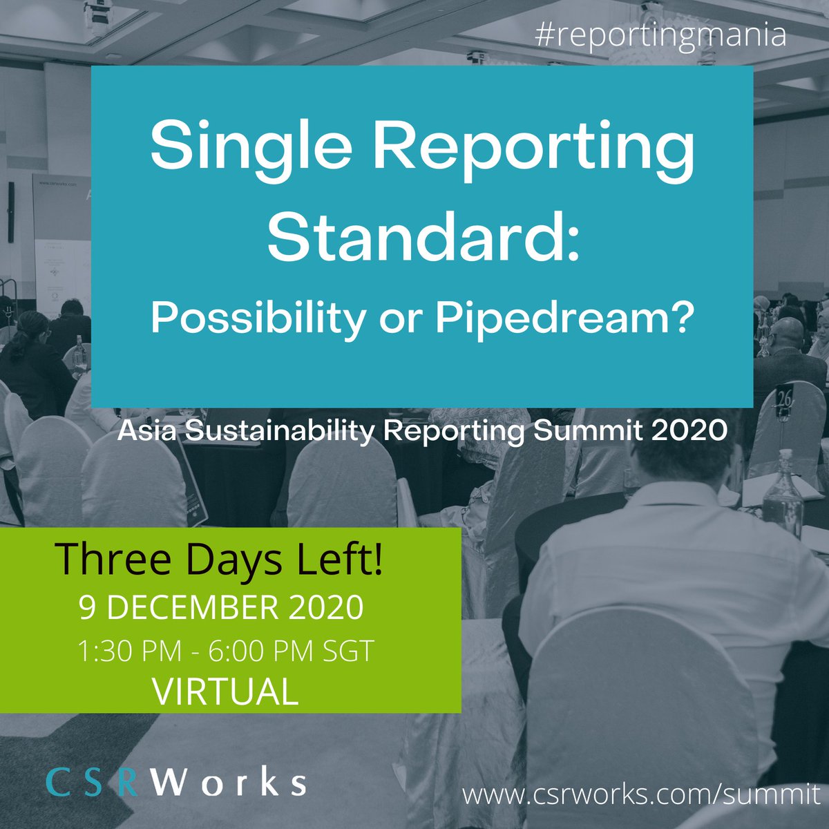 CSRWorks_'s tweet photo. Only three days to go before the 4th Asia Sustainability Reporting Summit (Virtual)! A star line-up of speakers and more than 1000 attendees to debate the hottest topics on sustainability reporting. Free registrations still open at https://t.co/AZURhPkTOF
#sustainability https://t.co/bi46c6ud44