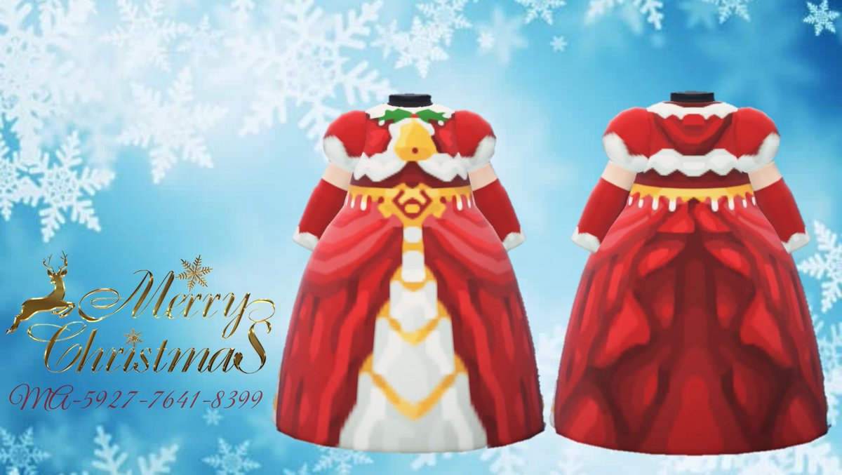 KURUMI___ACNH's tweet photo. プリンセスが着ていそうな
クリスマスカラーのドレスを
3色作りました🎄✨

男性用は王子様っぽくしました👑✨

クリスマスパーティーとかに
着ていただけると嬉しいです😳
【作者ID】MA-5927-7641-8399 https://t.co/1oscomTvko