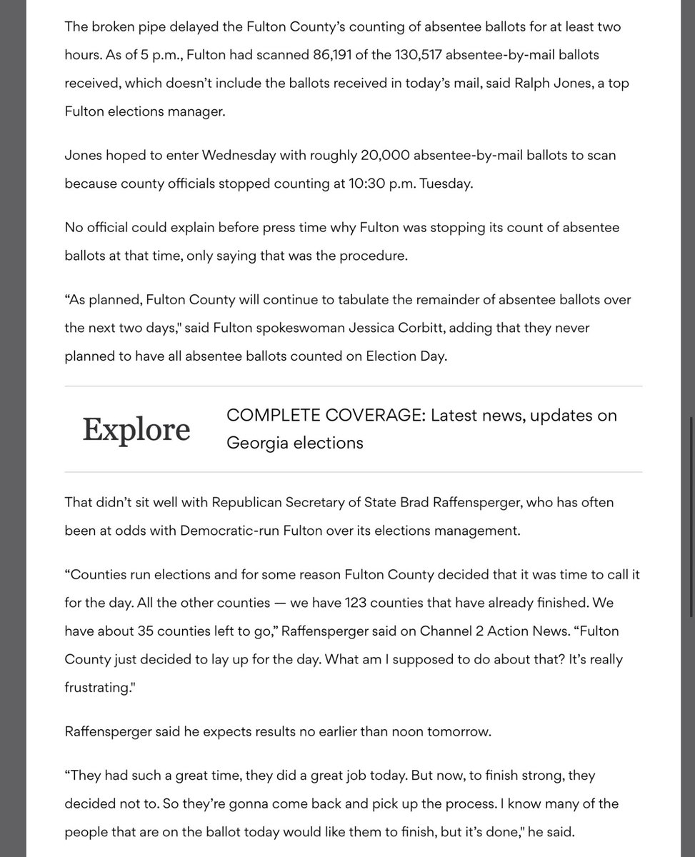 The  #FultonCounty water pipe breaking was the story those # #RalphJones and cohorts  #RubyFreeman used to do counting without observers.