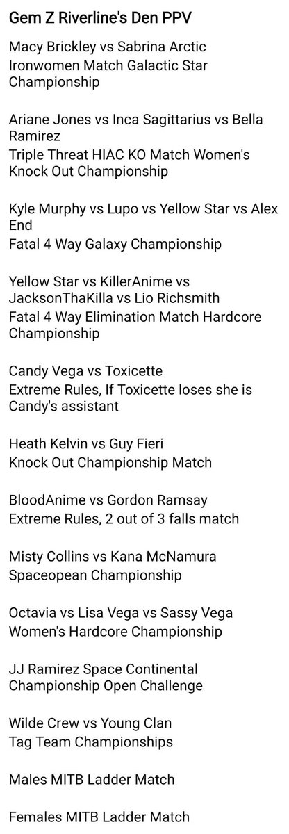 The PPV Matchcard for Monday